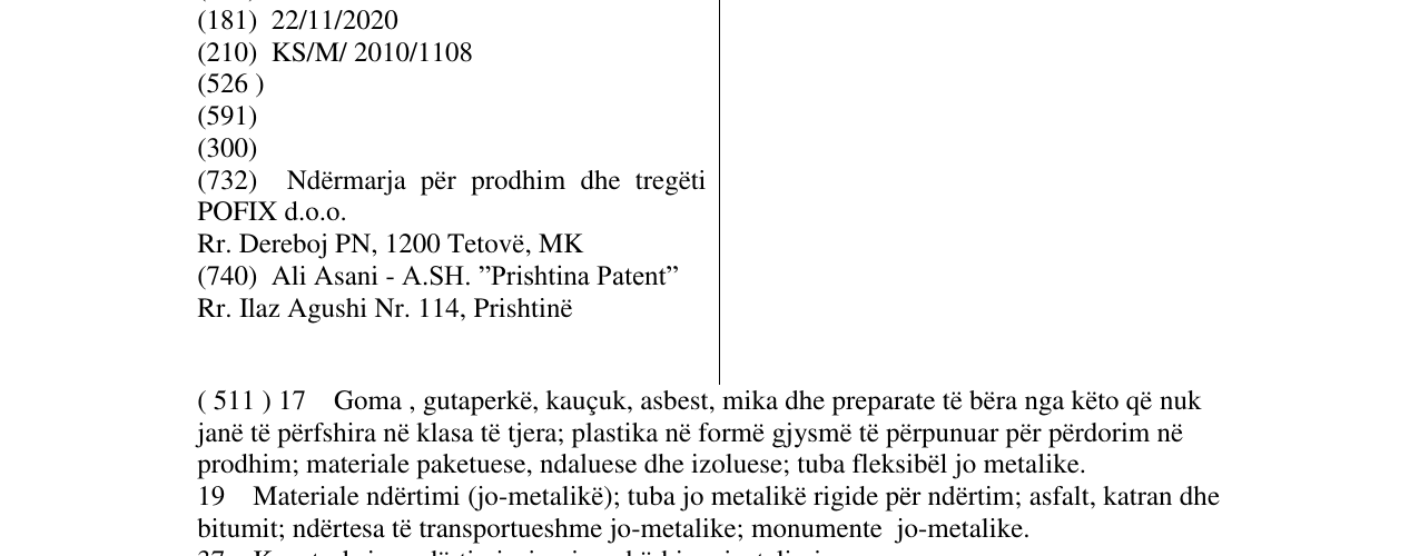 Zëri i markës POFIX 75 LIGHT në buletin