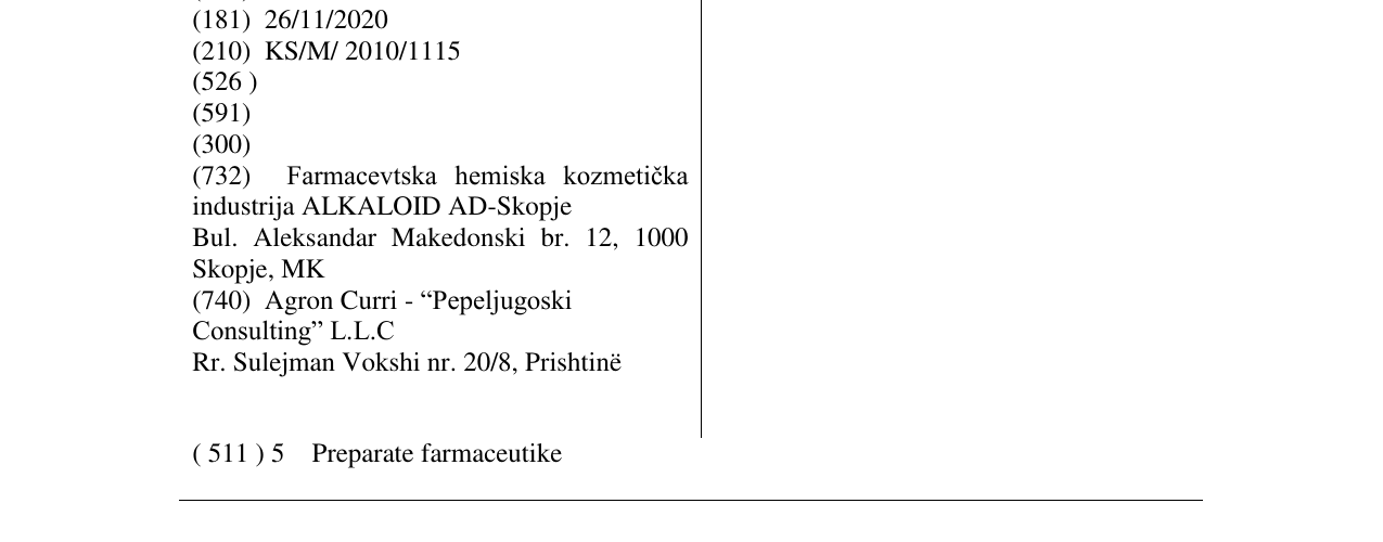 Zëri i markës ALKAGIN në buletin