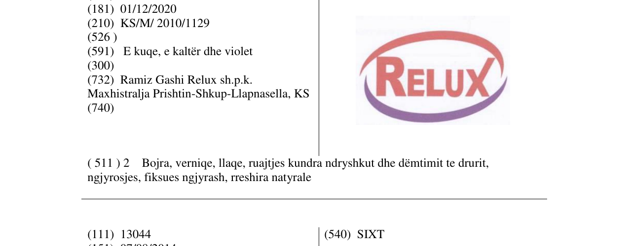 Zëri i markës Relux në buletin