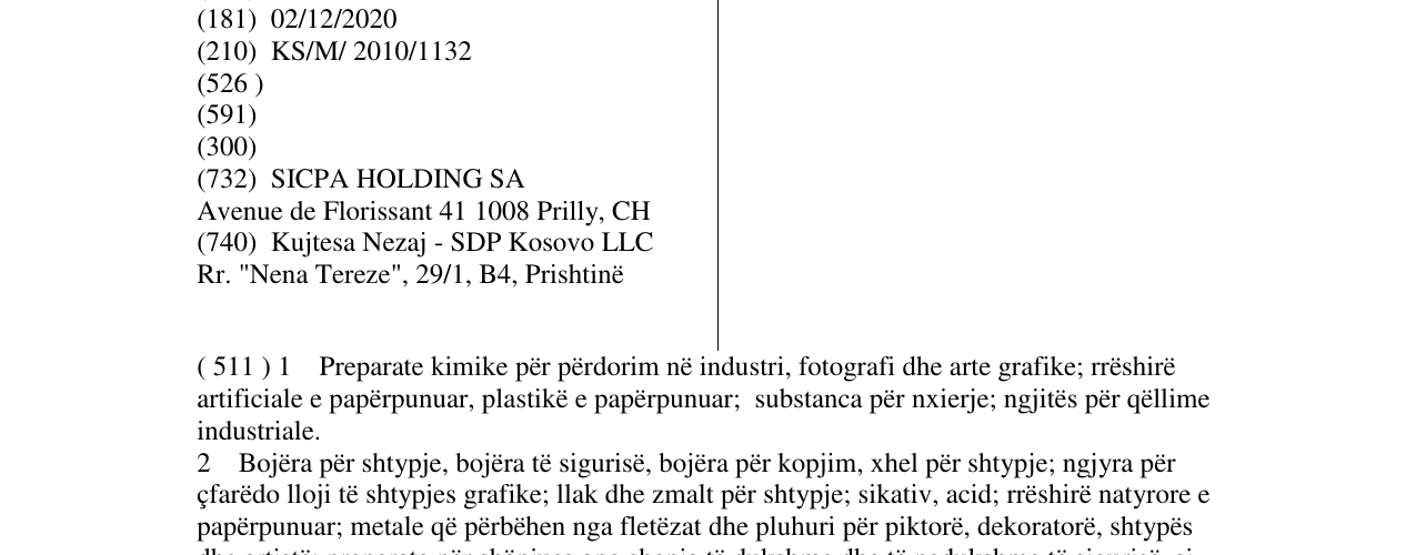Zëri i markës SICPA në buletin