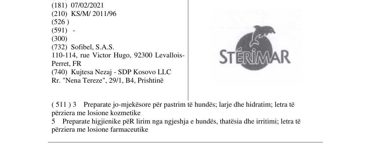 Zëri i markës STERIMAR në buletin