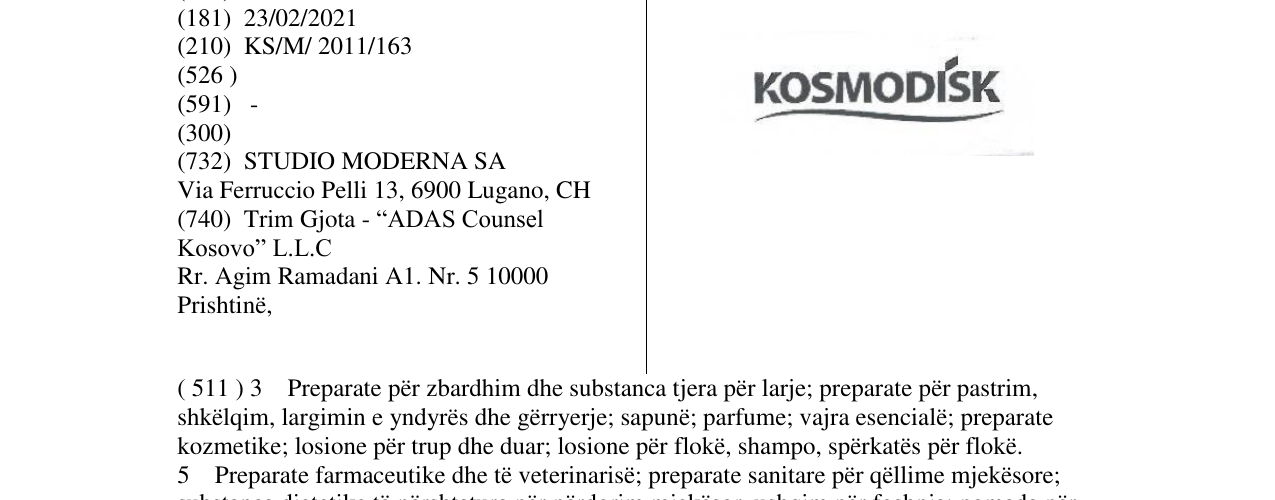 Zëri i markës KOSMODISK në buletin