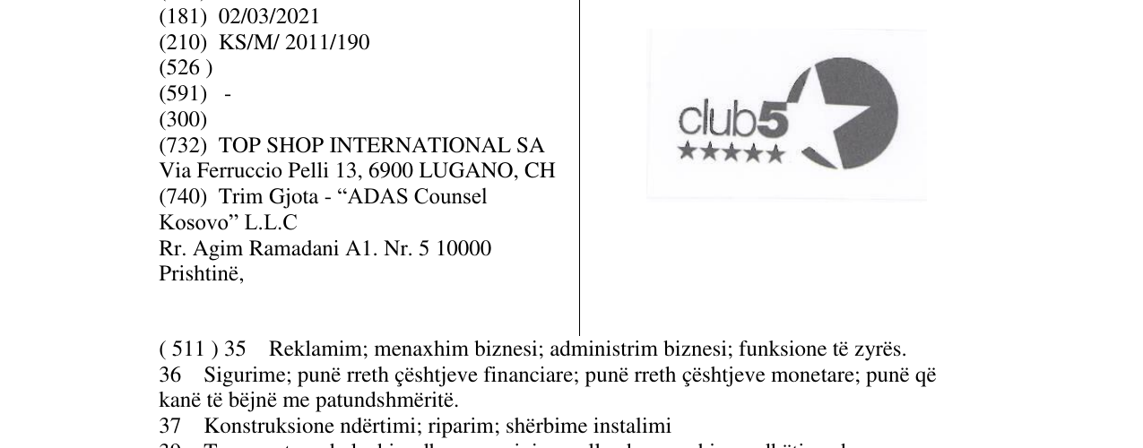 Zëri i markës club5 në buletin