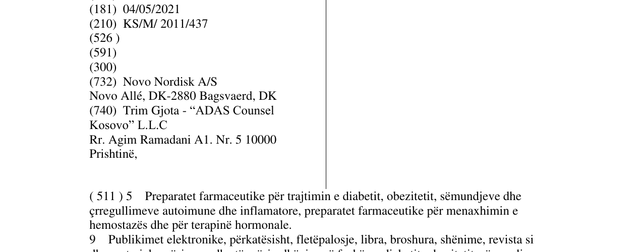 Zëri i markës Novo Nordisk në buletin