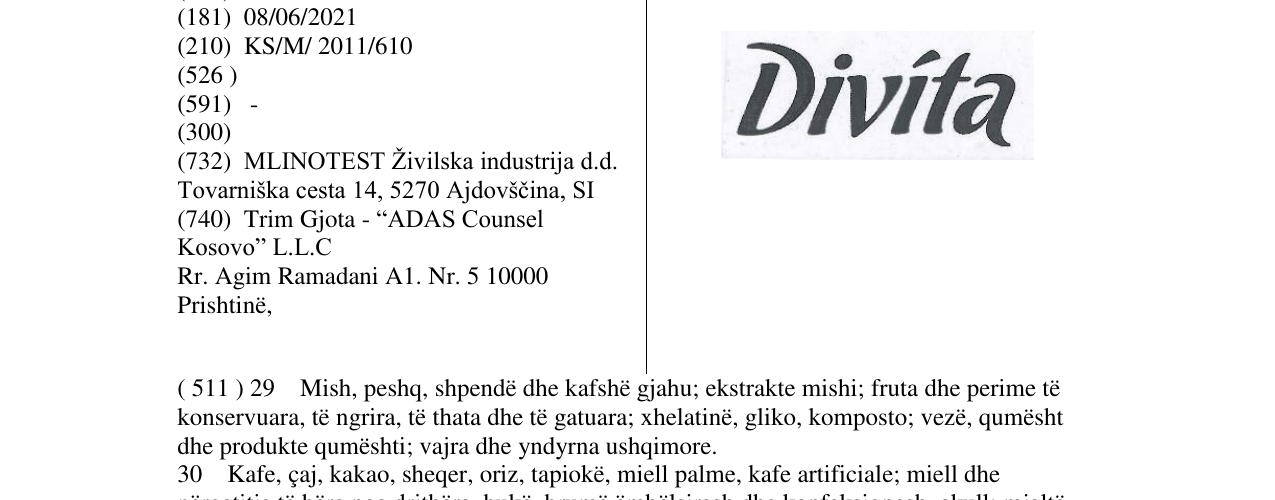 Zëri i markës Divita në buletin