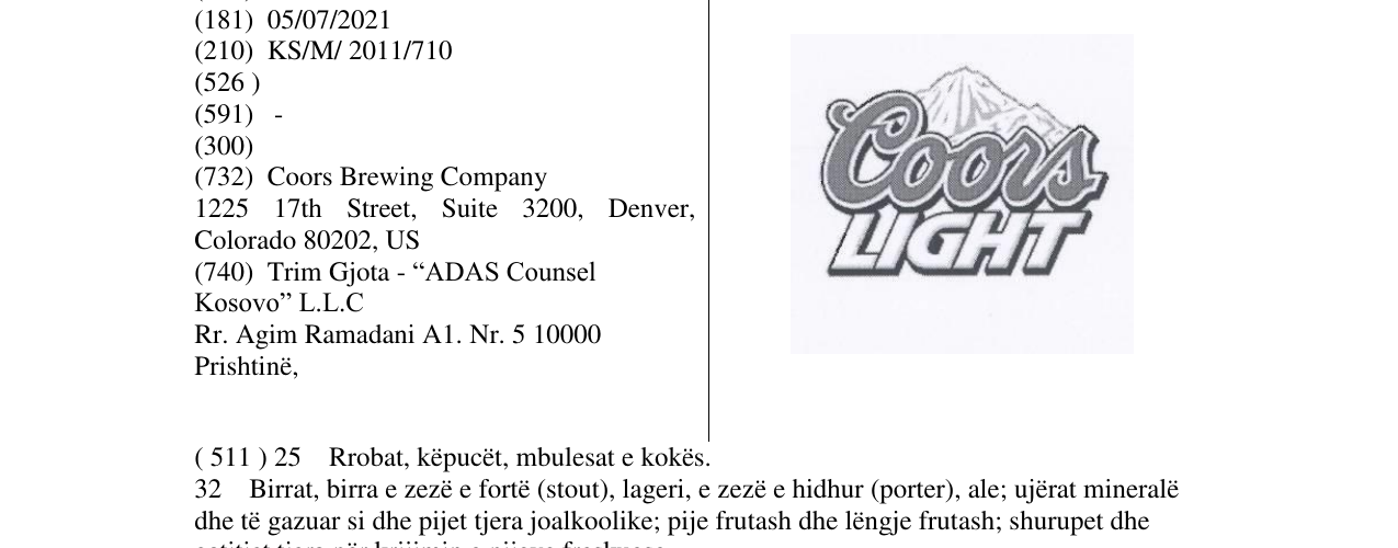 Zëri i markës Coors LIGHT në buletin