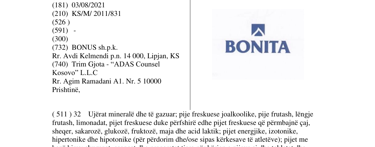 Zëri i markës BONITA në buletin