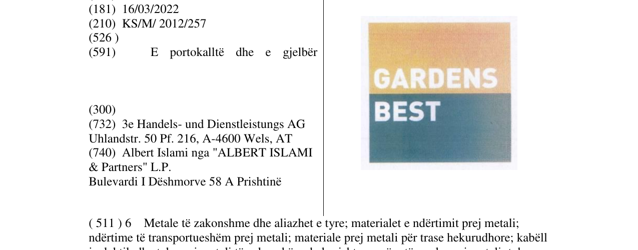 Zëri i markës GARDENS BEST në buletin