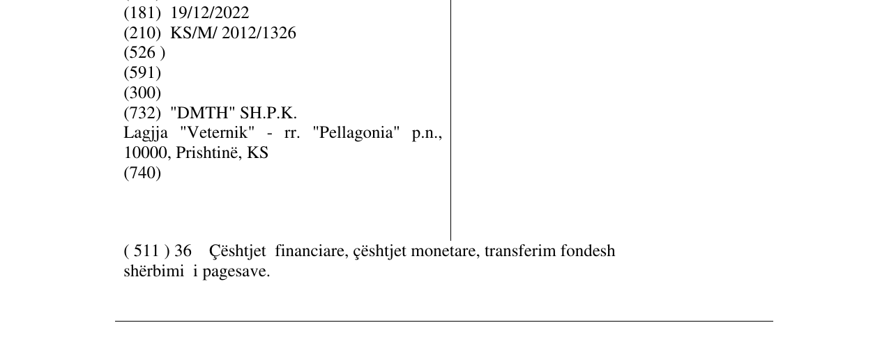 Zëri i markës DMTH në buletin