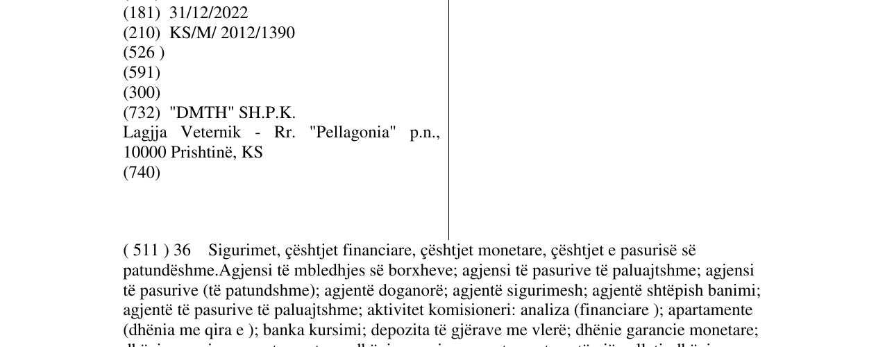 Zëri i markës MONETA në buletin