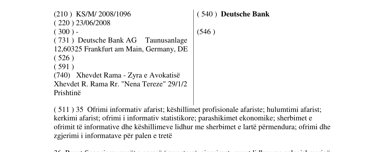 Zëri i markës Deutsche Bank në buletin