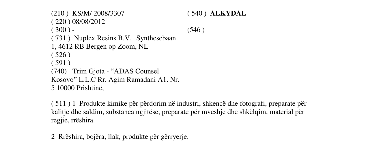 Zëri i markës ALKYDAL në buletin