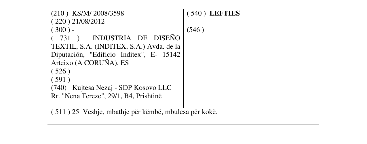 Zëri i markës LEFTIES në buletin