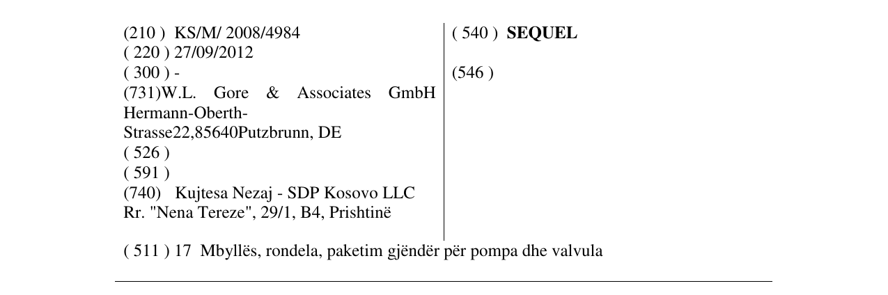 Zëri i markës SEQUEL në buletin