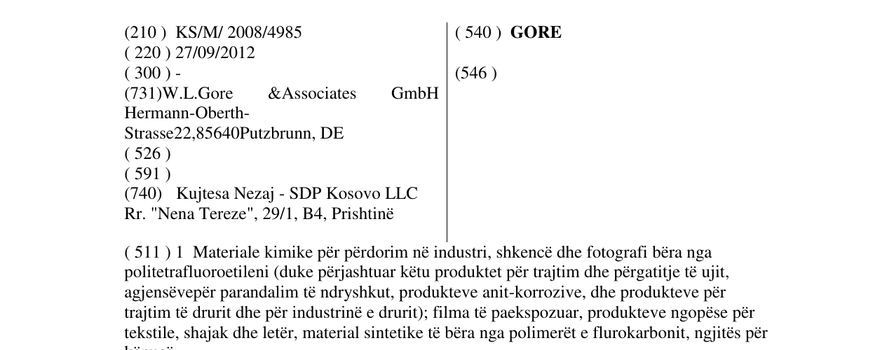 Zëri i markës GORE në buletin