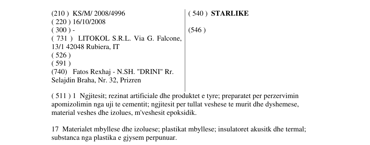 Zëri i markës STARLIKE në buletin