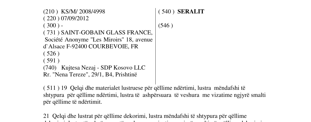 Zëri i markës SERALIT në buletin