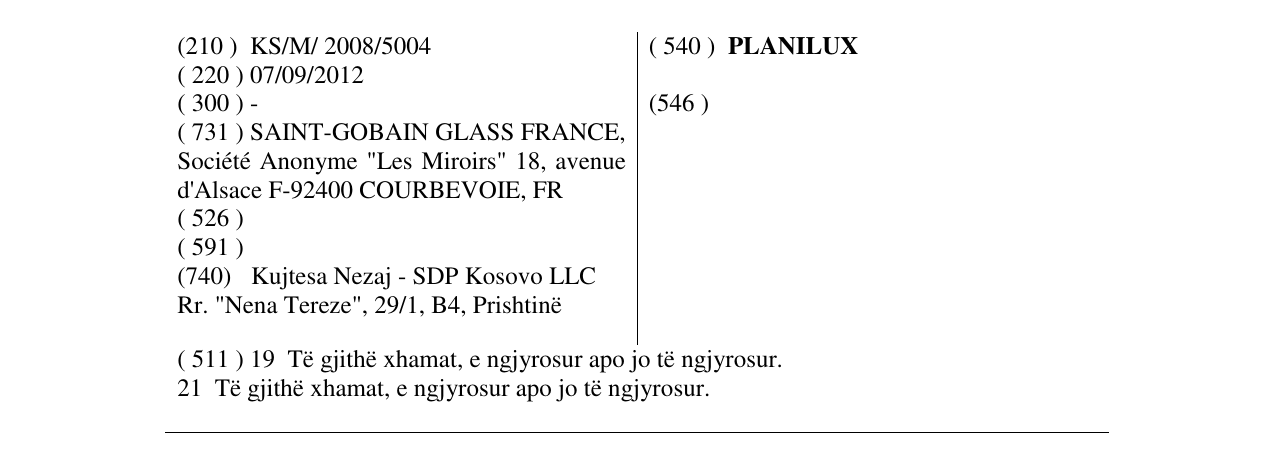 Zëri i markës PLANILUX në buletin