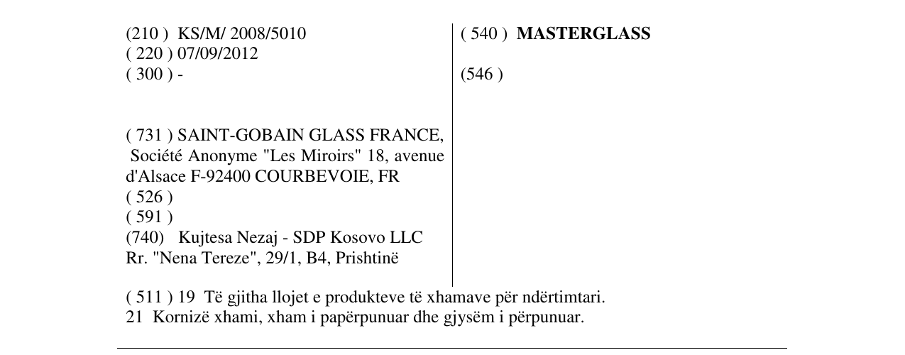Zëri i markës MASTERGLASS në buletin