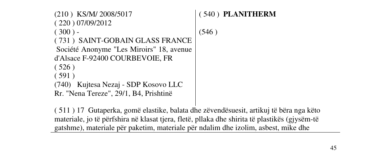 Zëri i markës PLANITHERM në buletin