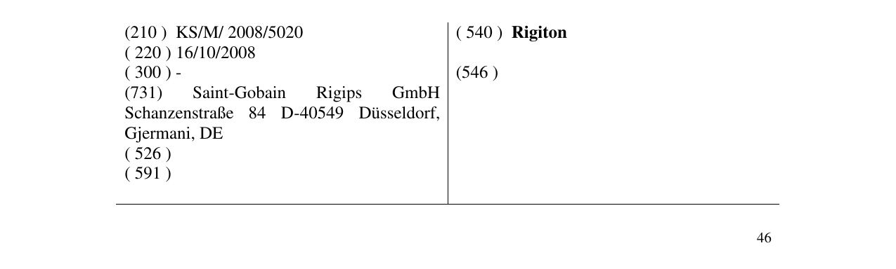 Zëri i markës Rigiton në buletin