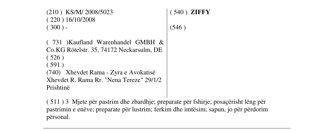 Zëri i markës ZIFFY në buletin