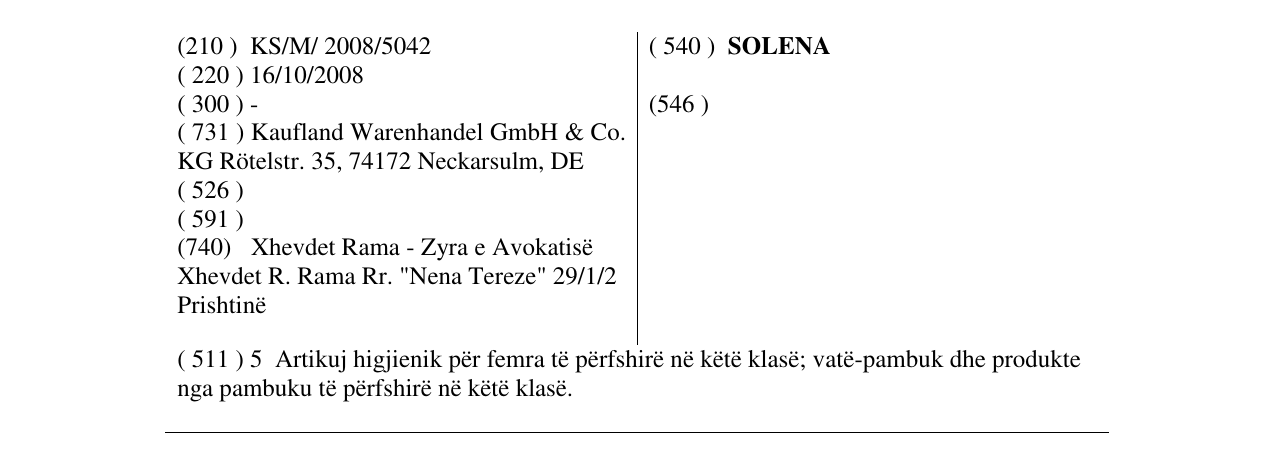 Zëri i markës SOLENA në buletin