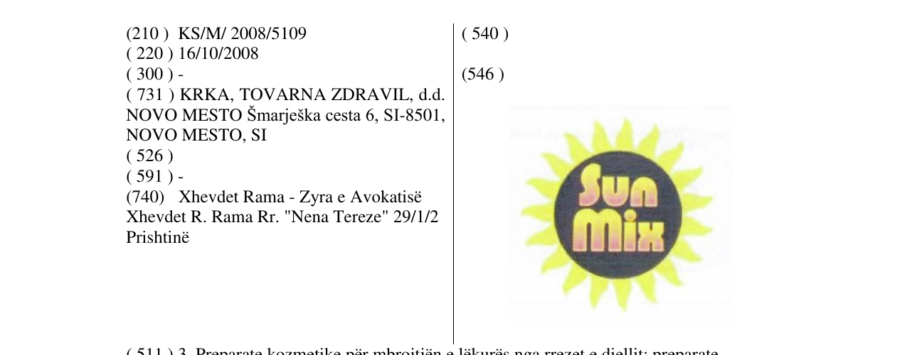 Zëri i markës Sun Mix në buletin