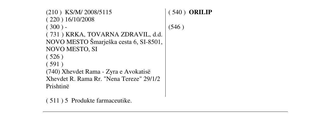 Zëri i markës ORILIP në buletin