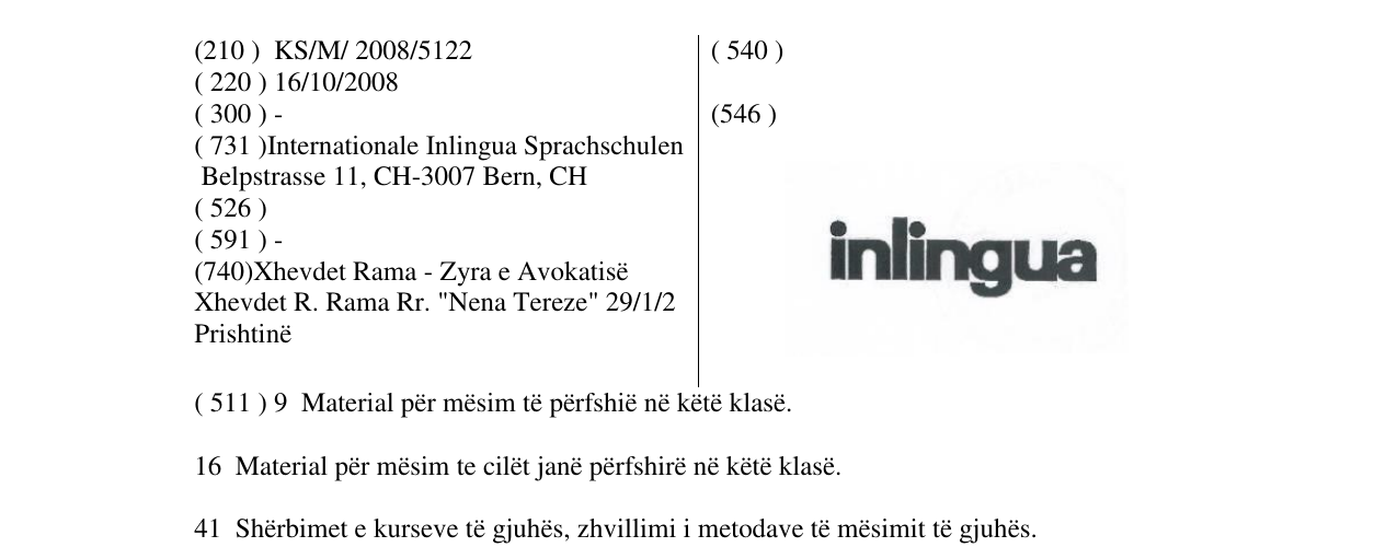 Zëri i markës inlingua në buletin