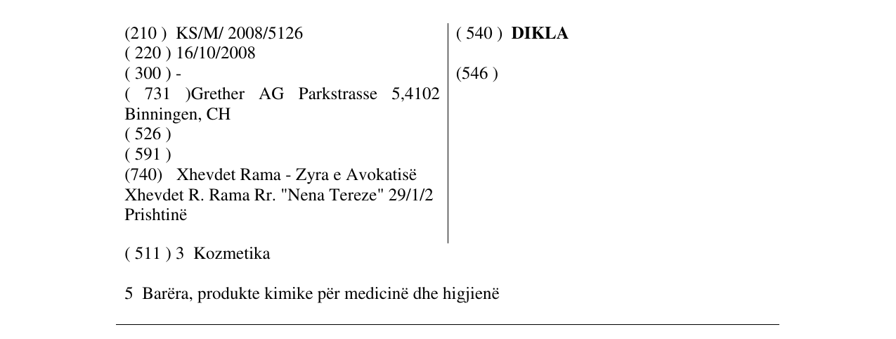 Zëri i markës DIKLA në buletin