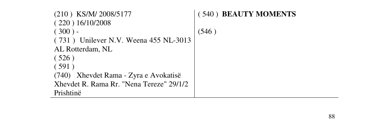 Zëri i markës BEAUTY MOMENTS në buletin