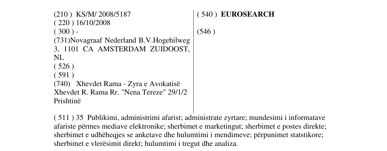 Zëri i markës EUROSEARCH në buletin