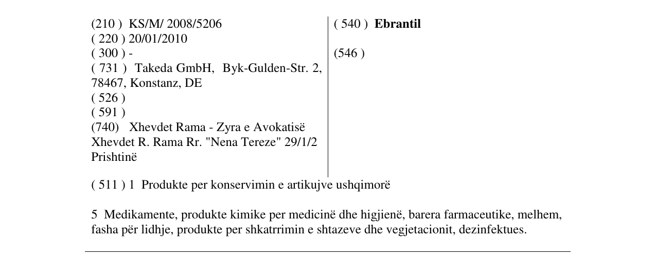 Zëri i markës Ebrantil në buletin