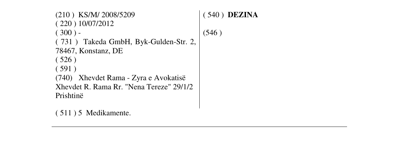 Zëri i markës DEZINA në buletin