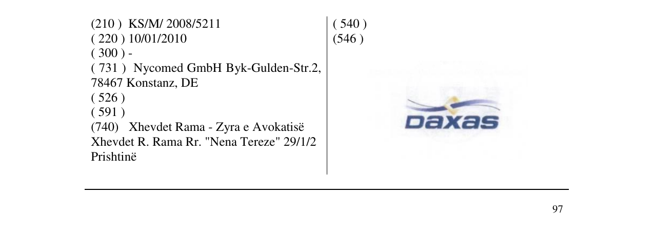 Zëri i markës DAXAS në buletin