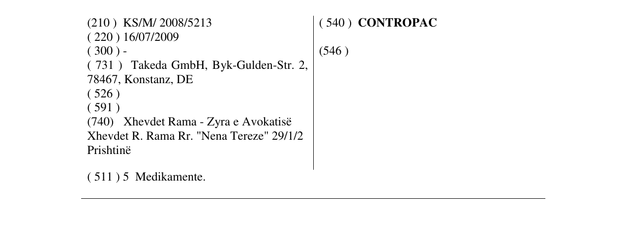 Zëri i markës CONTROPAC në buletin