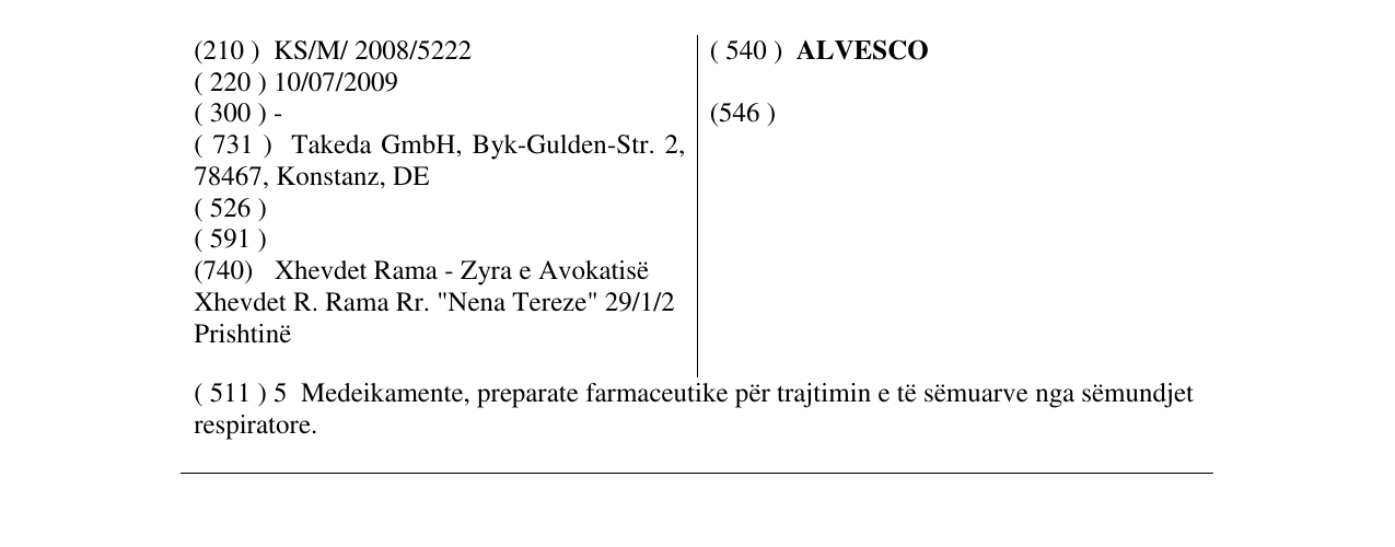 Zëri i markës ALVESCO në buletin