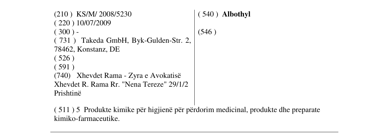 Zëri i markës Albothyl në buletin