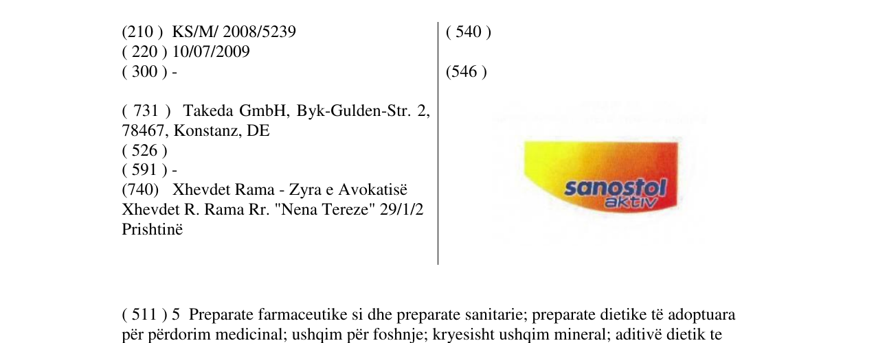 Zëri i markës sanostol aktiv në buletin