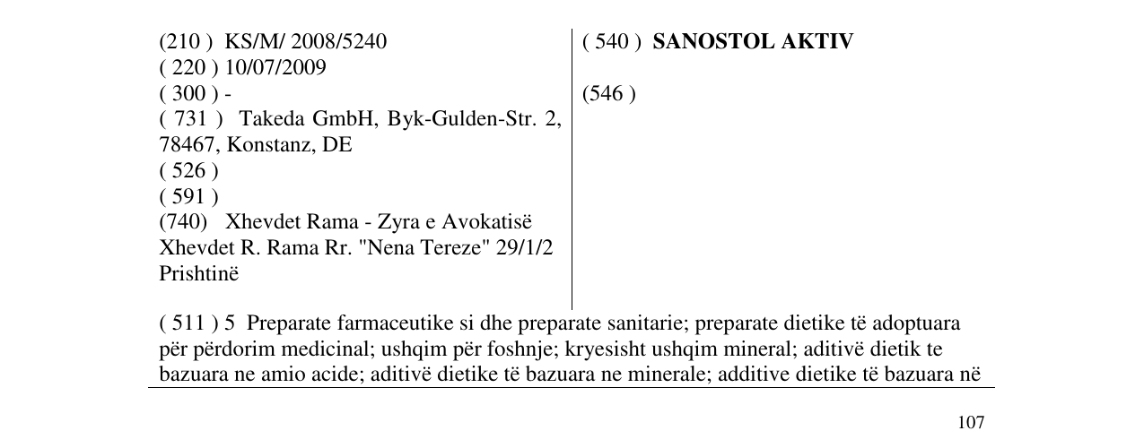 Zëri i markës SANOSTOL AKTIV në buletin