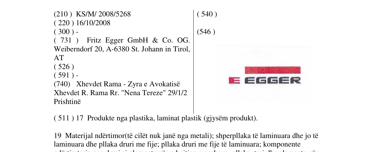 Zëri i markës E EGGER në buletin