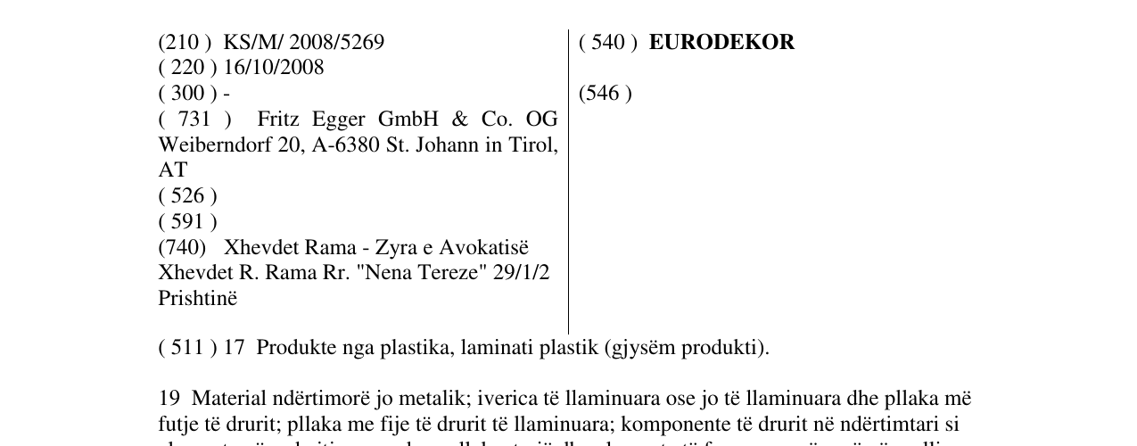 Zëri i markës EURODEKOR në buletin