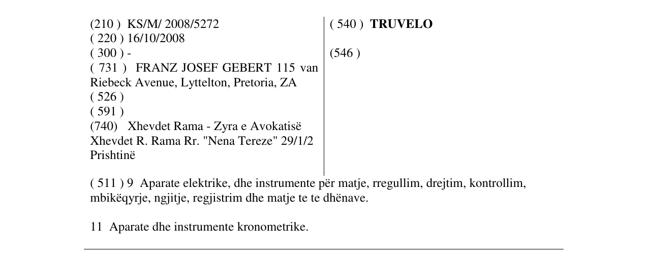 Zëri i markës TRUVELO në buletin
