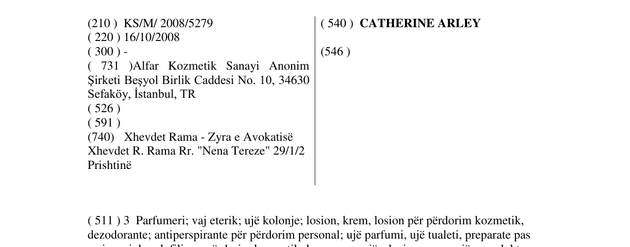 Zëri i markës CATHERINE ARLEY në buletin