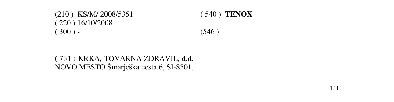 Zëri i markës TENOX në buletin