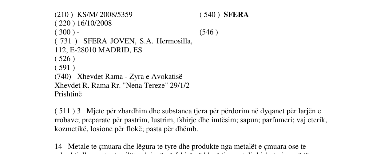 Zëri i markës SFERA në buletin