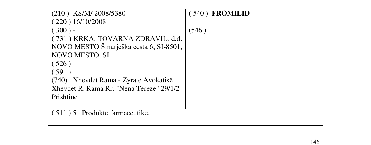 Zëri i markës FROMILID në buletin
