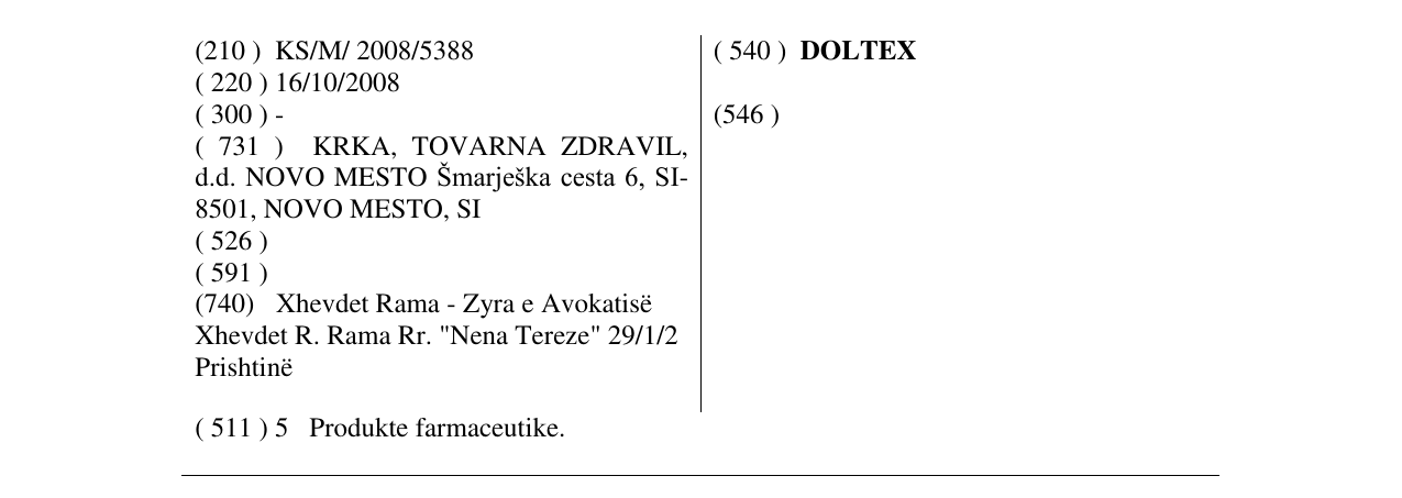 Zëri i markës DOLTEX në buletin