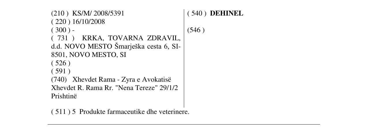 Zëri i markës DEHINEL në buletin